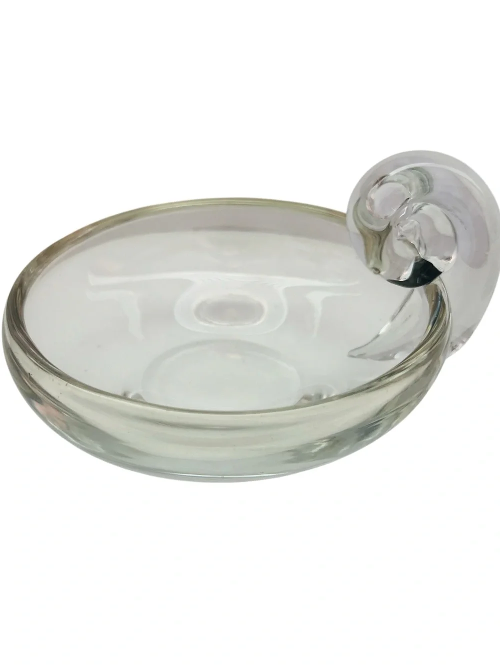 TOSCANY Handled Nappy Kristen Clear Glass Soap Dish with Curled Accent